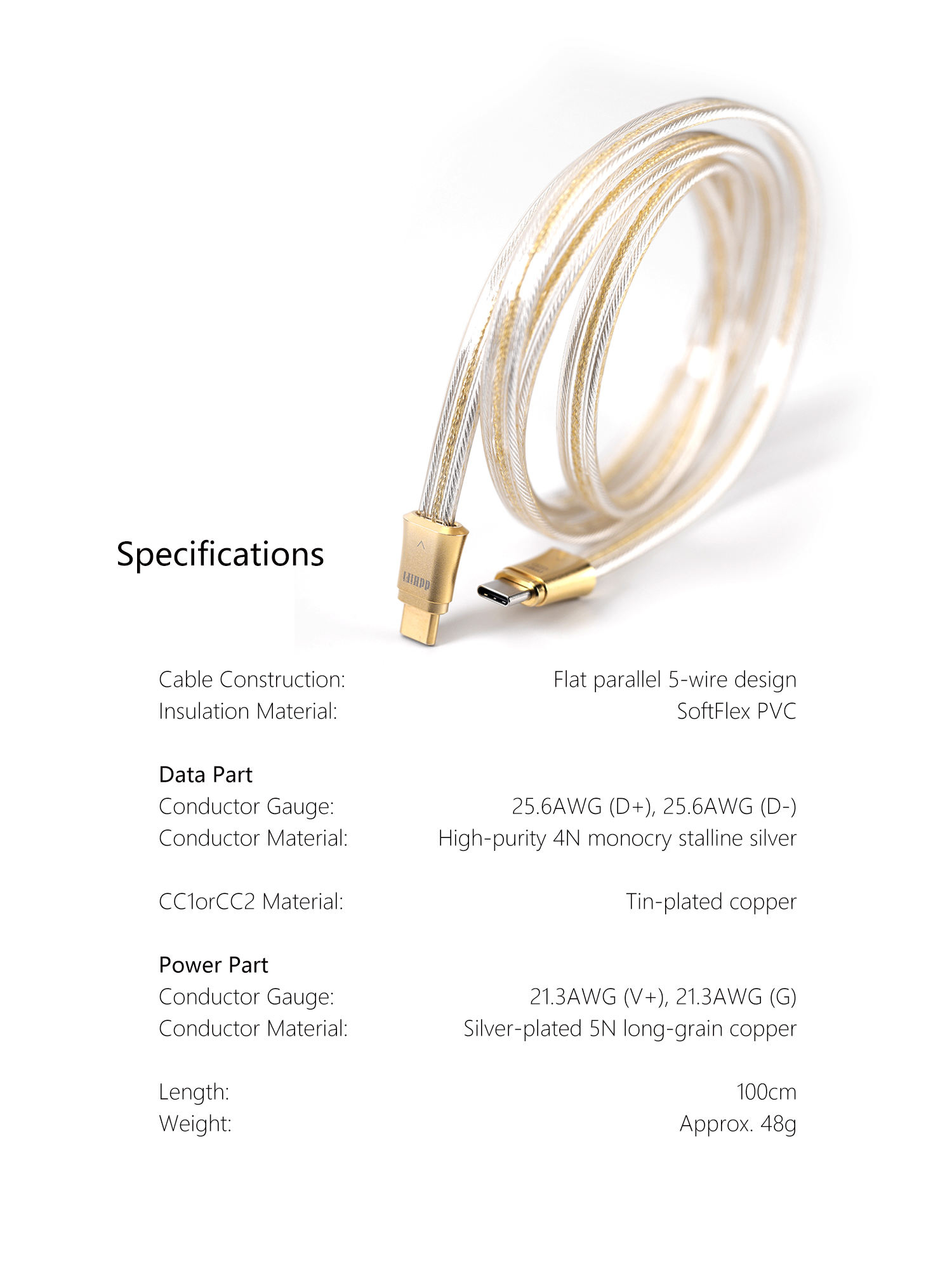 TC19CC Comet Gold Pure Silver Digital Signal Cable (Gold Edition